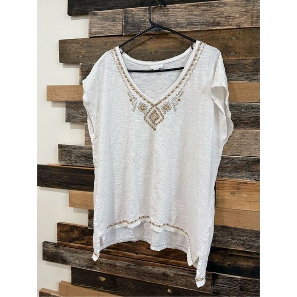 J Jill beaded top boho relaxed fit sz L - Picture 1 of 7